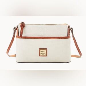 NEW Dooney & Bourke White Italian Leather Embossed Lizard Ginger Pouchette